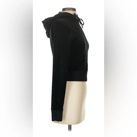 🦋2 For $50🦋Black Velour Zip-Up Hoodie - Picture 3 of 6